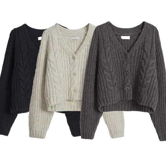 Cropped Wool Soft Knitted Cardigans Sweater  Lightweight  Cardigan for Women Sweater